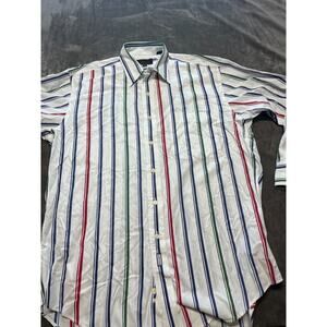 Chaps Shirt‎ Mens 16 32/33 Classic Long Sleeve Button Front White Stripe Vintage